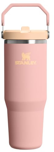 STANLEY IceFlow 2.0 Flip Straw Tumbler with Handle 20 oz | Twist On Lid and Flip Up Straw | Leak Resistant Water Bottle | Insulated Stainless Steel | BPA-Free | Peach Rose