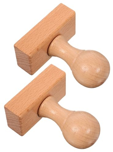 FUNNETOYU Lot de 2 Tampons en Bois de Hêtre 50x25x15 Mm Support Rond, Tampons Vierges DIY pour Loisirs Créatifs, Scrapbooking, Activités Scolaires et Fabrication D’étiquettes Personnalisées