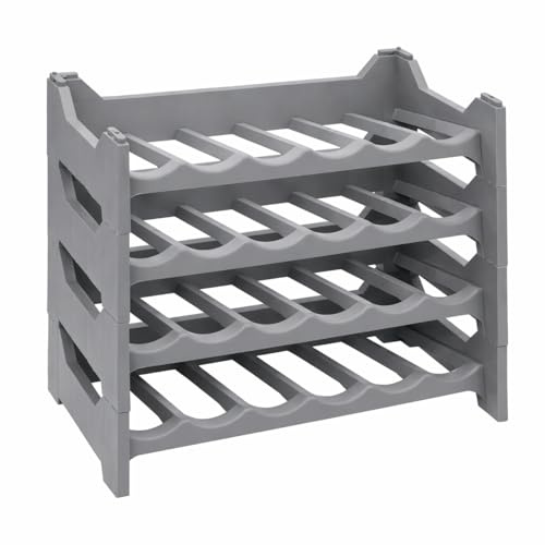 MA MAISON Set Cantinetta Vino Portabottiglie - in Plastica, Eleganti, Impilabili, Lavabile, Modulare, Organizzare e Valorizzare la Tua Collezione, Soluzioni Pratiche, Decorative - (4, Argento)