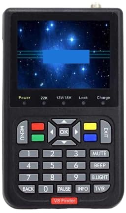 Satellitsignalsökare, V8 Finder Satellit-TV-antenn Utomhussignaldetektor DVB-S2-mottagare Digital Mätare Justering Jordskål Högupplöst LCD-skärm(Black)