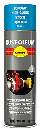 RUST-OLEUM 2123 Hard Hat Topcoat Ral-Colours, The Nr. 1 Industrial Paint Aerosol. Go Further, Work Faster, Last Longer!, Light blue-RAL 5012