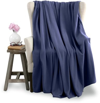 King Size Microfleece Blanket - All-Season Comfort, Supersoft Lightweight Throw for Bed, Couch, Sofa or Travel, Pet-Friendly, Navy