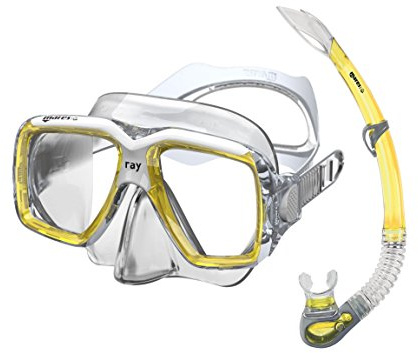 Mares Combo Ray – Schnorchelset Erwachsene, ergonomische Maske mit optischen Gläsern, halb-trockener Schnorchel mit Silikonmundstück