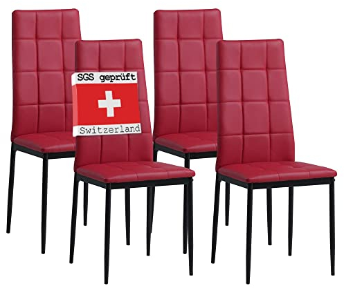 Albatros silla de comedor Rimini, set de 4, rojo, SGS probado