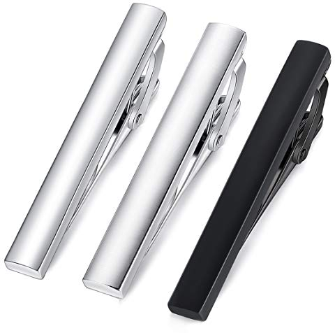 HONEY BEAR 3 Stück 4cm Herren Kinder Krawattennadel Set Krawattenklammer für schmale Krawatten Edelstahl Tie Clip,MEHRWEG (3 Stück für schmale Krawatten mit Box C)