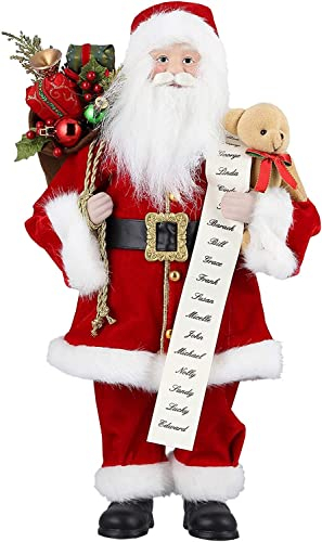 Uten Christmas Santa Claus Standing Figure With Gift Bag and Bear 18 Inch Santa Claus Figure Christmas Ornaments Home Decoration