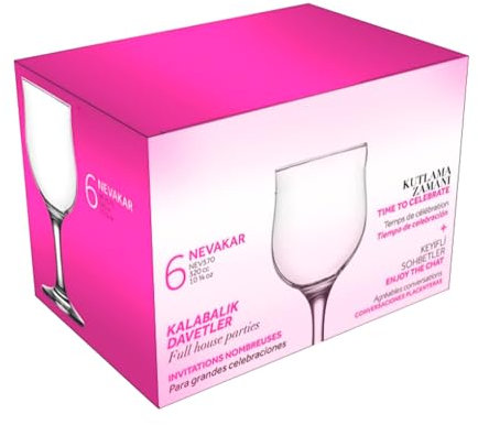 Acan Tradineur - Pack de 6 Copas - Modelo Nevakar - Capacidad: 320 ml - Ideal para Vino - Aptas para lavavajillas - Tamaño Aprox: Ø 7,4 x 17 cm