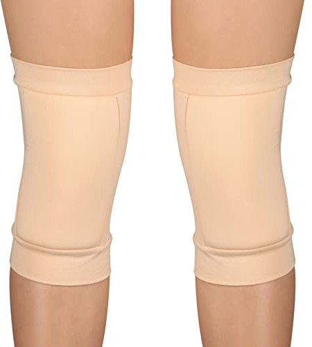DRUNA Ginocchiere Ginnastica Ritmica Maria Indigo | Protezione per Ginocchia da Allenamento e Gara | Accessorio Sportivo Comodo e Sicuro | Ginocchiere Antiscivolo per Bambine e Adulti (Beige, M)