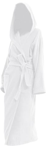 Marquess Hooded Bathrobe Plush Cotton Bath Robe Terry Cloth Bath Robe Absorbent Luxurious Home Coat for Men & Women (WHITE)