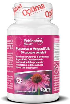 Echinacea Purpurea e Angustifolia in capsule vegetali - favorisce la funzionalità delle prime vie respiratorie e le naturali difese dell'organismo - 30 capsule vegetali Echinacea Benefit