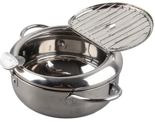 Deep Fryer Pot deep fryer pot Japanese Mini Stainless Steel Frying Pot Temperature Controlled Household Tempura Frying Pan Thermometer Induction Cooker Ollas