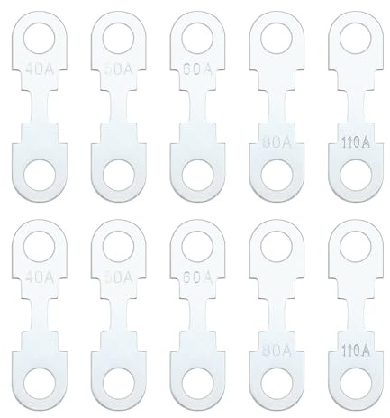 YINETTECH 10 strisce di fusibili piatti in lega di zinco color argento di ricambio a lama DC 32 V compatibile con Opel compatibile con VW (40A 50A 60A 80A 110A ogni 2 pezzi)