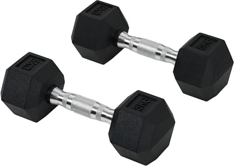 HOMCOM Set di Manubri Palestra Esagonali 2x5 kg Nero