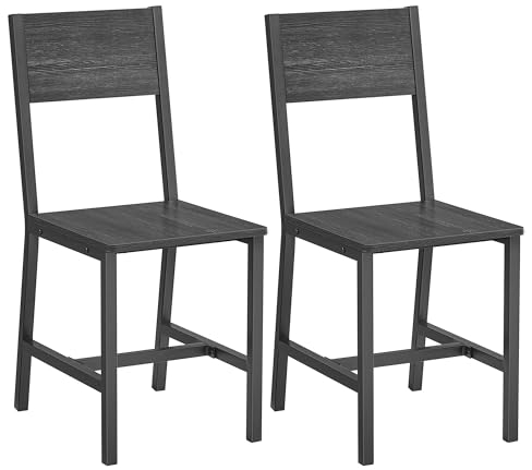 VASAGLE Esszimmerstühle, Küchenstühle, 2er Set, Metallrahmen, für Esszimmer, Wohnzimmer, Küche, anthrazitgrau-tintenschwarz LDC092B04