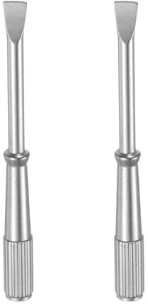 sourcing map 2pcs Mini Bracelet Screwdriver 4mm Titanium Steel Slotted Screw Driver with 5mm Width Non-Slip Handle for Bracelet Repair Screwdriver Tools, Silver Tone