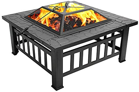 ABBNIA Pozo de Fuego de leña para fogones, Parrilla de Acero de 31 Pulgadas, Cuenco para fogones, Patio Trasero, jardín