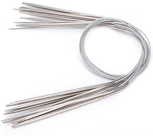 Cirkulära Stickor Rostfritt Stål Släta Runda Stickor för de Flesta En Uppsättning med 11 Storlekar (120 cm)