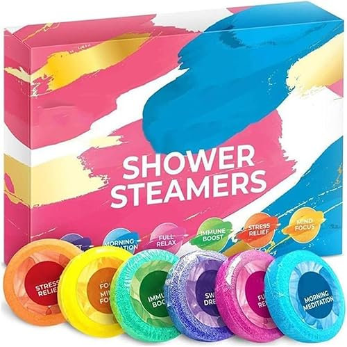 Aromatherapy Shower Steamers - Boîte de 6 bombes de douche de qualité supérieure aux huiles essentielles SPA & Self Care, Traitements revigorants et relaxants Cadeau pour les femmes, les hommes