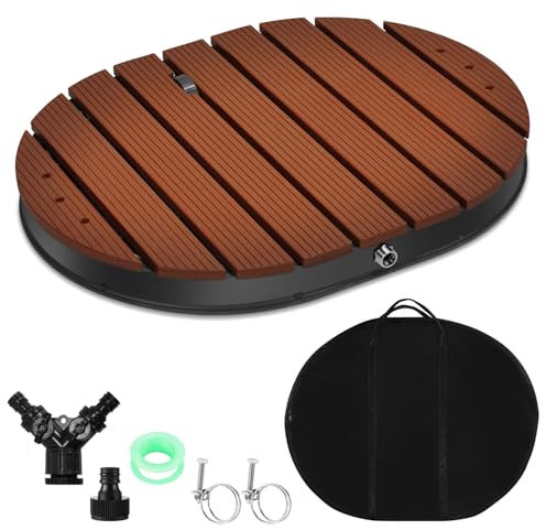 Jiubiaz Douche de sol avec roue et buses en cuivre - Douche de piscine jusqu'à 4 m de hauteur - Douche extérieure en aluminium antidérapante et résistante aux intempéries - Pour piscine, sauna