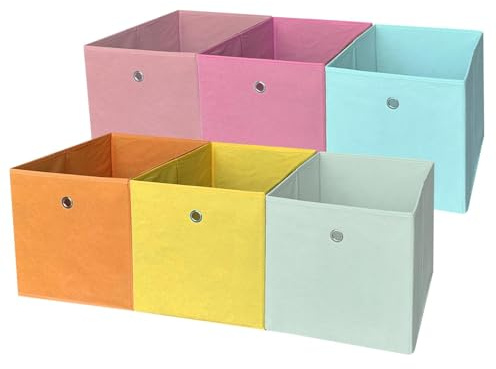 Dromzen 6 PCS Faltbare Aufbewahrungsbox, Kleiderschrank Organizer, Schrank Organizer Kleiderschrank, Stoffboxen Aufbewahrung, Ordnungsboxen, Faltbox, Aufbewahrungsbox Ohne Deckel Kleidung(6Farbe)