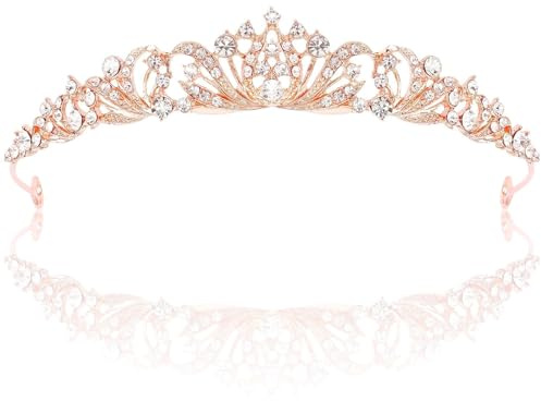 Lilbitty 1 st silver strass krona för kvinnor prinsessa tiara diadem elegant krona för bröllop födelsedag quinceañera fest halloween håraccessoarer, L, Plast, 1 styck