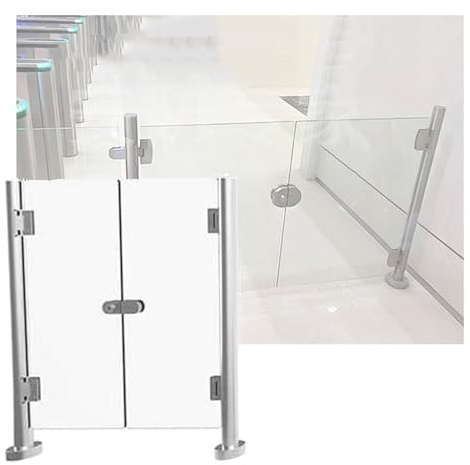 Universal Indoor Swing Gate for Supermarkets & Malls - Acrylic Guardrail Metal Hand-Pushed Entrance Gate for Hospitals Bars & Retail Spaces (160x98cm)