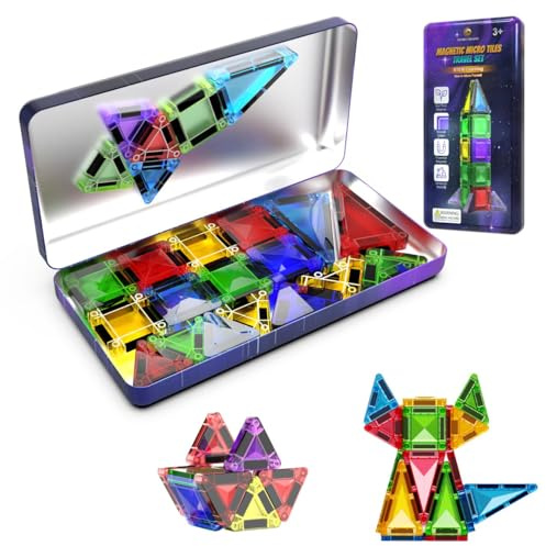 Desire Deluxe Micro Blocchi Magnetici - Gioco Educativo STEM da Viaggio per Bambini, Giocattolo Sensoriale Montessori Magnetico per Bambini e Bambine 3+ Anni (28 pezzi – Multicolore)
