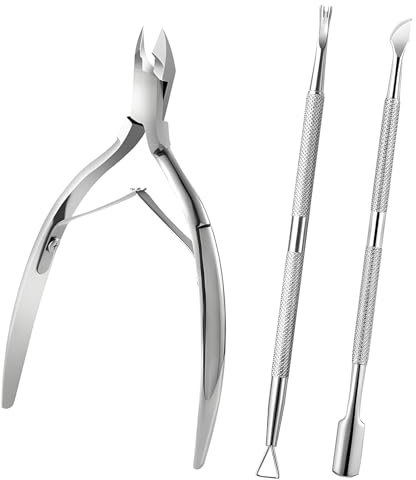 Ensemble 3 Pièces Coupe Cuticule Ongle,Repousse Cuticule Avec Fourchette Pince Cuticule Ongle, Manucure Professionnelle Cuticle Remover, Pour Éliminer Les Peaux Mortes Et Les Cuticules Des Ongles