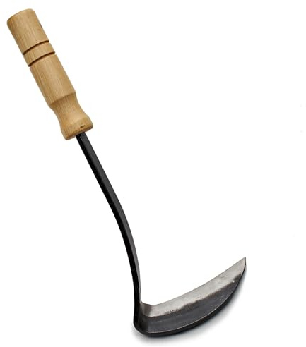 Kings County Tools Japanese Made Weeding Sickle Tool | Nejiri Kama | Razor Sharp 4 Drop Forged Steel Blade | Designed for Strength, Durability, and Quick Weed Removal | 7 Overall Length