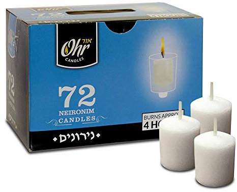 Ohr 4 Hour Neironim Candles - Shabbat and Small Votive Wax Candle - 72 Count - by