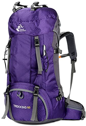 Bseash Sac à dos de randonnée léger et imperméable de 60L avec housse de protection contre la pluie, sac à dos de voyage pour l'escalade, le camping et la randonnée