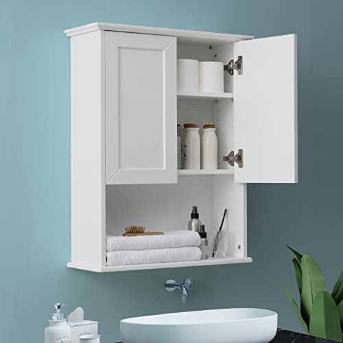 VANIRROR Bathroom Wall Cabinet Wooden Medicine Cabinet Buffering Hinge MDF Material Over Toilet Storage 23x29 and Adjustable Shelves Cupboard Above Toilet with Large Space