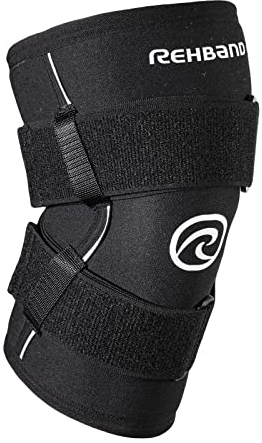 Rehband X-RX Kniebandage für Kraftsport & Fitness, Kniebandage Neopren 7 mm flexibel & rutschfest, Knee Sleeve für Damen & Herren, Farbe:Schwarz, Größe:L