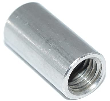 Rundmuffen M10X50 6 Stück Edelstahl A2 Gewindemuffen mit Innengewinde V2A, rostfrei, Aussendurchmesser 13 mm