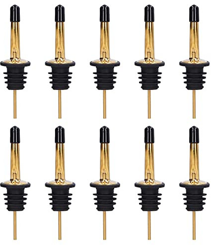 ZPSHYD Versatore in Acciaio Inossidabile, Argento 10 Pezzi Per Liquori Strumento Tappo Vino Inossidabile Bar Casa Ristoranti(Oro+nero)