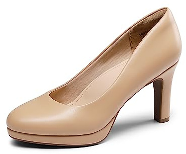 DREAM PAIRS Décolleté da Donna Scarpe da Abito Classiche con Tacco Alto da Donna per Affari e Lavoro,Size 40.5,Nude-Pu,SDPU2365W