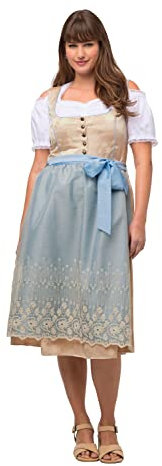 Ulla Popken Damen große Größen Übergrößen Plus Size Dirndl, Goldbrokat, Stickerei, Carree-Ausschnitt, ärmellos goldgelb 50 819063601-50