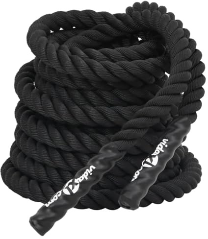 vidaXL Battle rope svart 12 m 9 kg polyester, battlerep, gymrep, fitness rep, träningsrep, fitnessrep, power rope, combatrope, combat rope
