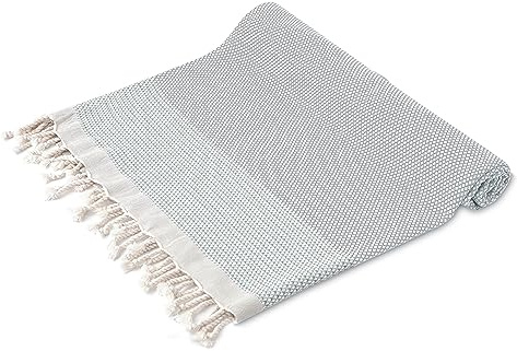 Turkisk Peshtemal Hammamhandduk XXL för strand, spa, yoga, bastu, resor - Lätt, snabbtorkande, ultramjuk 100% bomull - 100x180 cm - Ljusgrå, 1 styck