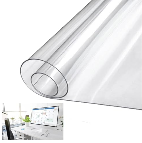 Schreibtischunterlage Transparent 90x40cm, Wasserdichte Rutschfeste Schreibtischschutz Abwischbar Schreibtischmatte groß Unterlage Tischschoner Runde Kanten Schreibunterlage für Büro Zuhause Kinder