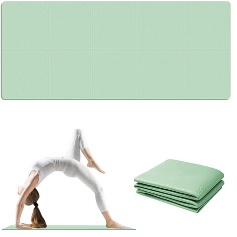 RICHDMI Tappetino da Yoga Pieghevole, 183 x 61cm Materassino Fitness Pieghevole, Antiscivolo in TPE Spesso 4MM Facile da Piegare Antiscivolo, Portatile, Leggero Per Palestre | Casa E Yoga (Verde)