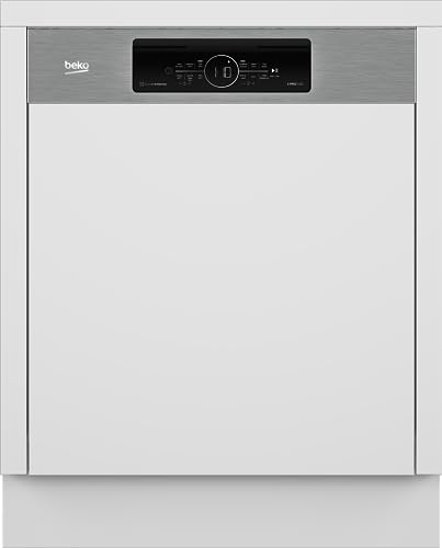 Beko BDSN38440X Einbau-Geschirrspüler 60 cm teilintegriert, für 14 Maßgedecke, 3 Spülebenen, 5 Temperaturen, Schnell+, SteamGloss Trocknung, CornerIntense, TrayWash