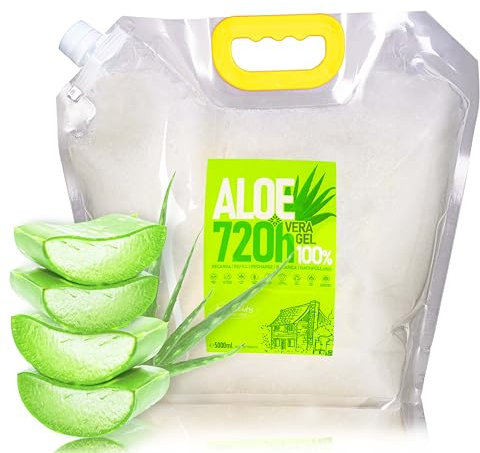 Gel de Aloe Vera für Haut- und Haarpflege: Körper Lotion, After Sun, After Shave, Bart Balsam, Haar Gel, Enthaarung und Rasur, Gesichtspflege Gel - 5000 ml 5 L
