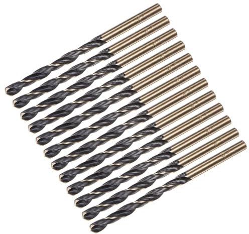 sourcing map 12pcs Jobber Drill Bits 5mm (0.197) Black Nitride & Gold Titanium Coated M2 High Speed Steel (HSS) Twist Drill Bits for Stainless Steel Aluminum Alloy Metal