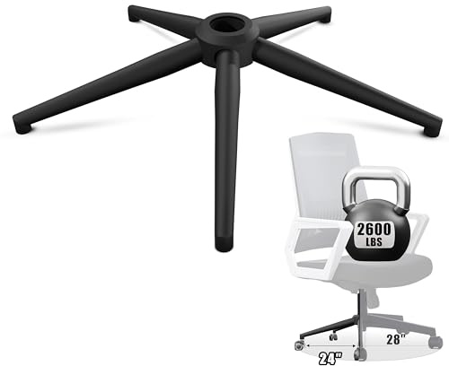 Sytopia 24'' (60 cm) Swivel Chair Base Replacement, Heavy Duty Metal Base (2600 lbs), Fits Most Office Chairs, Compatible with Universal Casters and Gas Cylinders, Matte Black