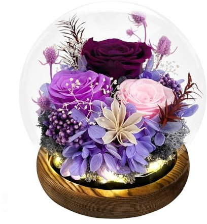 FIACO Mothers Day Flowers Gifts for Mom Flowers for Delivery Prime Birthday Gifts for Women Grandma Gifts Forever Preserved Fresh Eternal Rose in Glass Dome for Girlfriend Wife Her