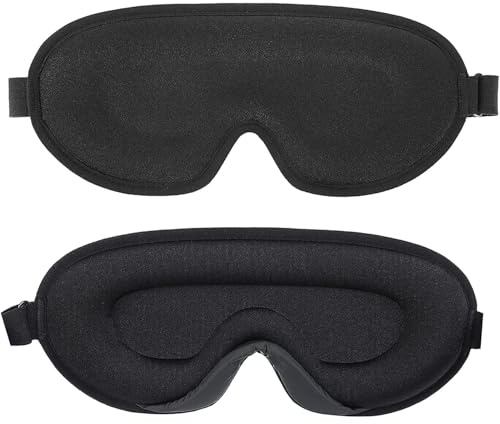 Antifaz de seda para dormir de lado, 100 % bloqueo de luz, máscara de ojos 3D para viajes, suave y transpirable para siesta o sueño largo, relajante, cero presión (negro)
