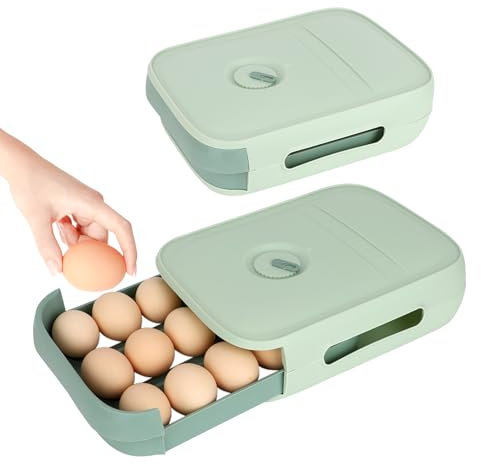 RANJIMA Eieraufbewahrungsbox Teal Green, Eierbehälter 21 Eier für Kühlschrank Küche, Aufbewahrungsbox, Kann zur Kühlschranklagerung Schutz und Frischhalten von Eiern