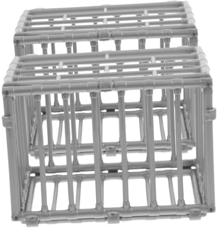 LALADEFIEE 2 Pièces Mini-Cages Modèle en Plastique pour Petits Animaux Accessoires Décoratifs pour Maison Table Et Jouets Miniatures 4.53X3.15X3.15In