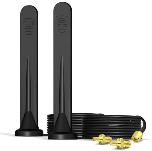 SIGANDG 2 X 5G Antena 4G Exterior, Omnidireccional Amplificador Señal Interior/Exterior Ganancia hasta 15DBI Conector SMA con Adaptador TS-9 Base Magnética, 3G/4G/5G/GSM/GPRS - 3-M